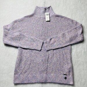 NWT Abercrombie & Fitch Womens Lilac Marled Mock Neck Back Button Sweater Size S